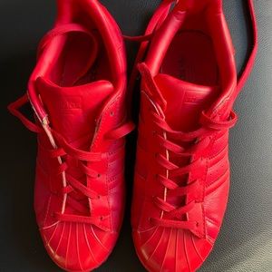 Adidas x pharell williams red leather superstar size 7US